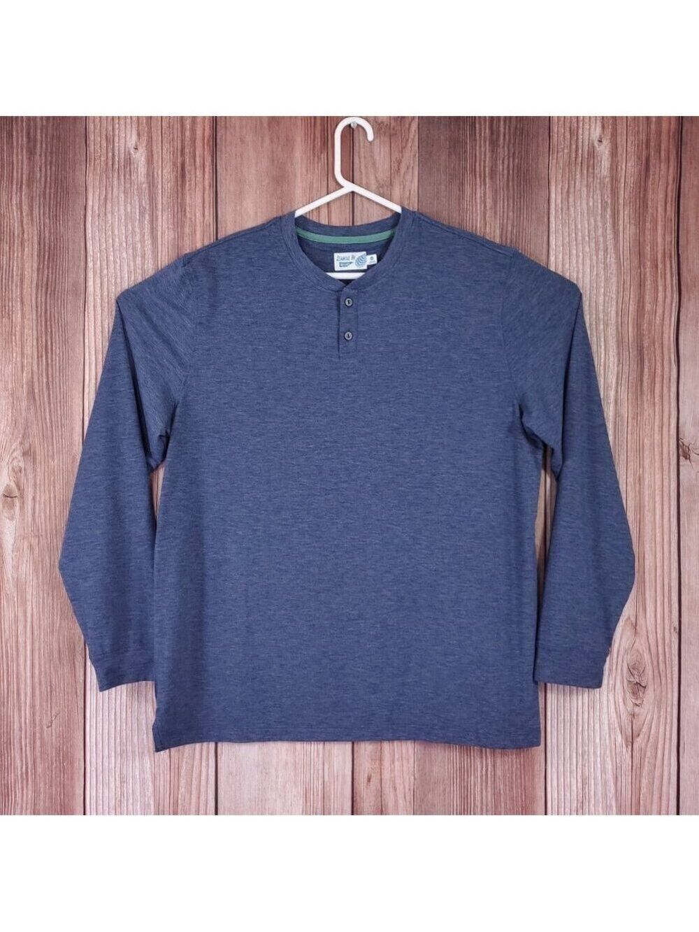 Huckberry Wellen Seawool Henley Mens Size XXL Long Sleeve Shirt Navy Stretch